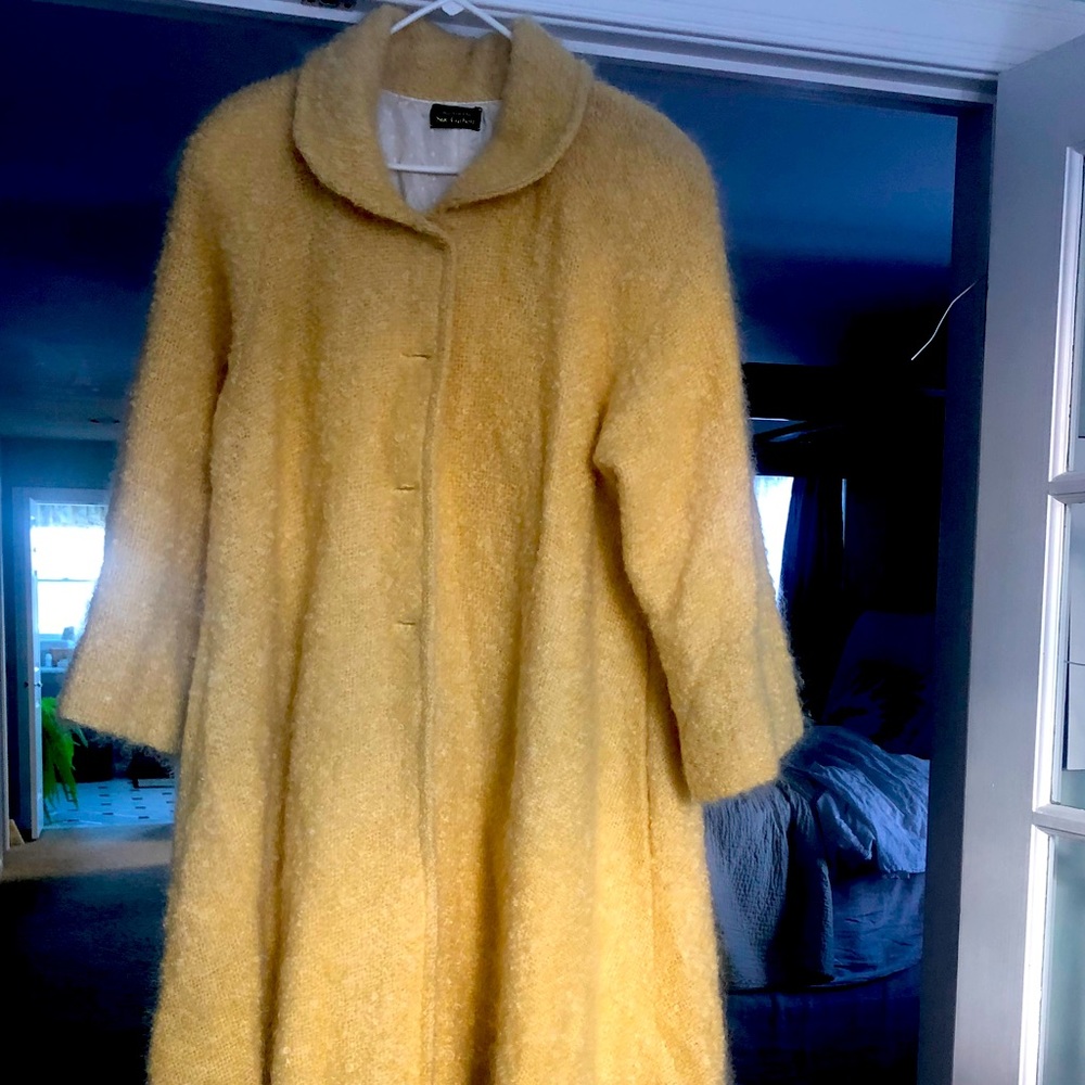 Butter yellow hand loomed soft wool coat